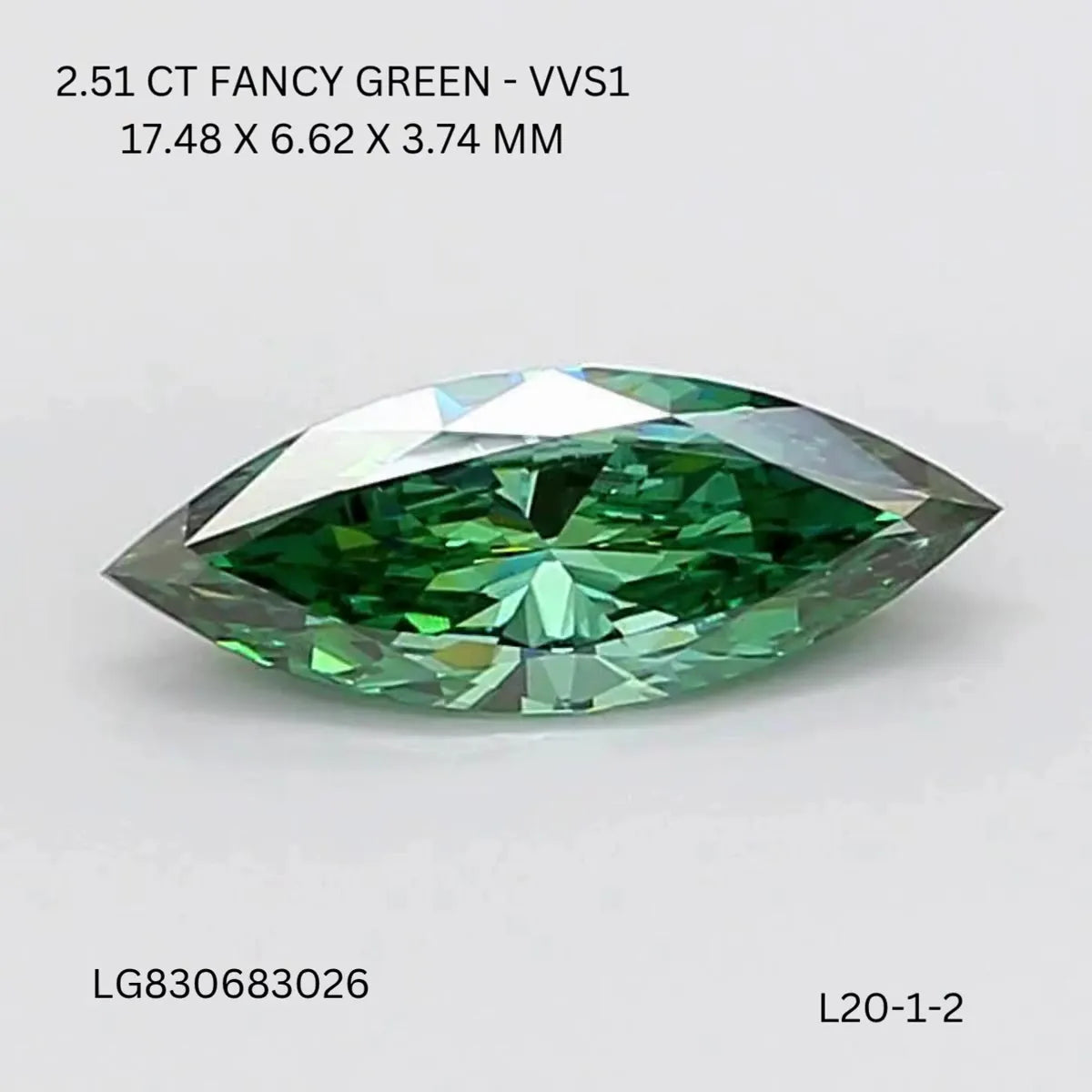 2.51ct Marquise Lab Grown Diamond (Colour Fancy Vivid Green, Clarity VVS1, IGI Certified)