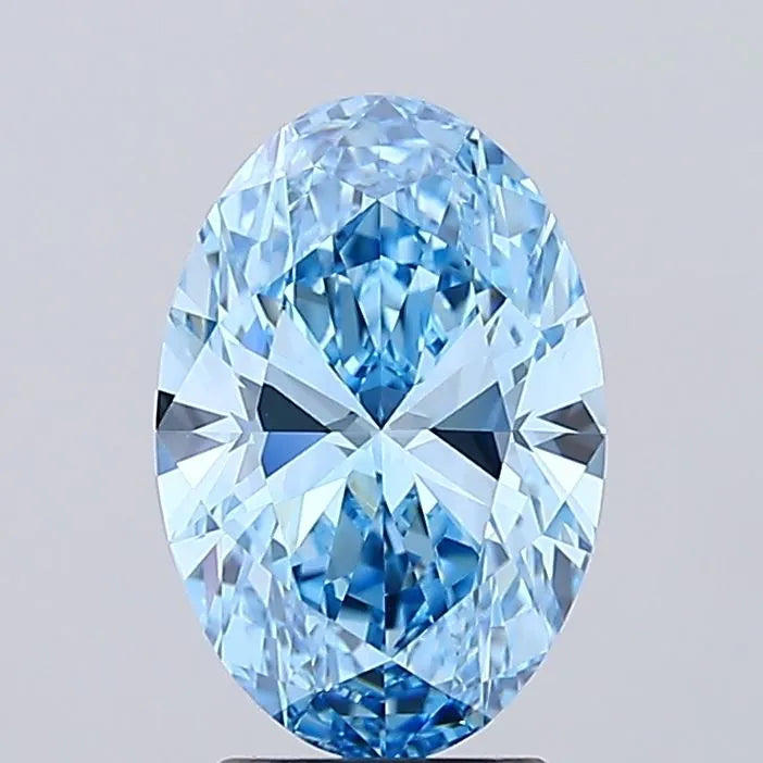 2.51ct Oval Lab Grown Diamond (Colour Fancy Vivid Blue, Clarity VVS1, IGI Certified)