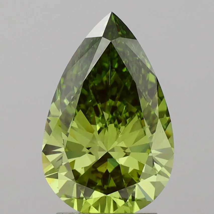 2.51ct Pear Lab Grown Diamond (Colour Fancy Vivid Green, Clarity VS2, IGI Certified)