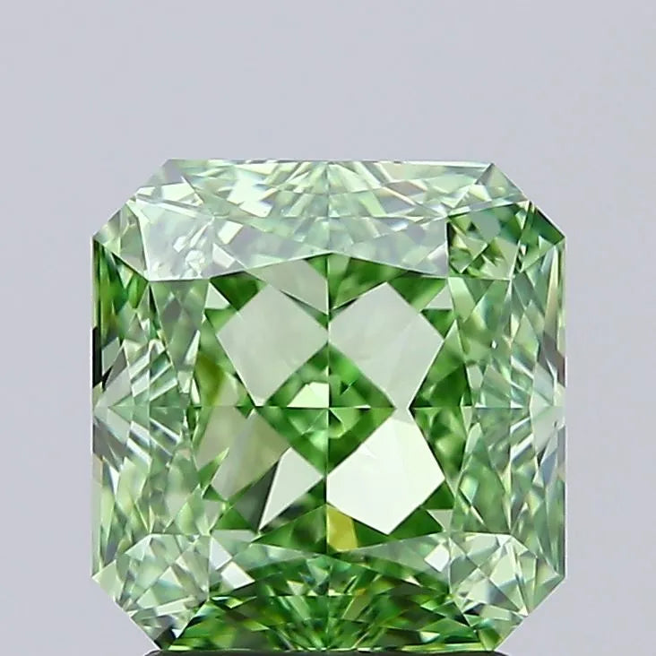 2.51ct Square radiant Lab Grown Diamond (Colour Fancy Vivid Green, Clarity VVS1, IGI Certified)