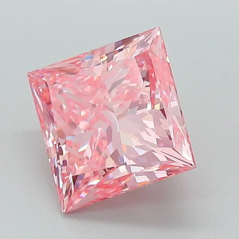 2.52ct Princess Lab Grown Diamond (Colour Fancy Vivid Pink, Clarity VS1, IGI Certified)