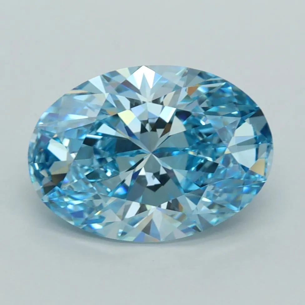 2.53ct Oval Lab Grown Diamond (Colour Fancy Vivid Blue, Clarity VVS1, IGI Certified)