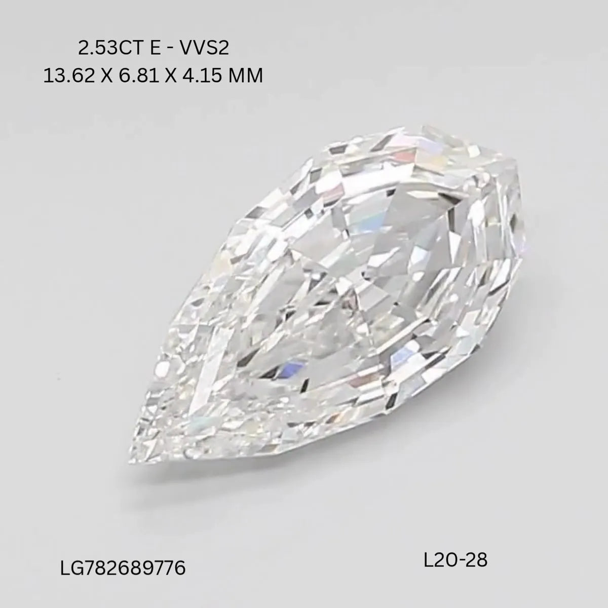 2.53ct Pear Lab Grown Diamond (Colour E, Clarity VVS2, IGI Certified)