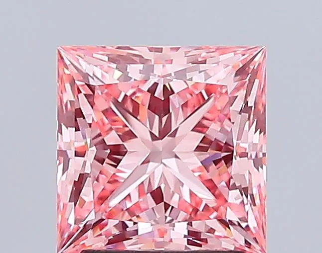 2.53ct Princess Lab Grown Diamond (Colour Fancy Vivid Pink, Clarity VVS2, IGI Certified)