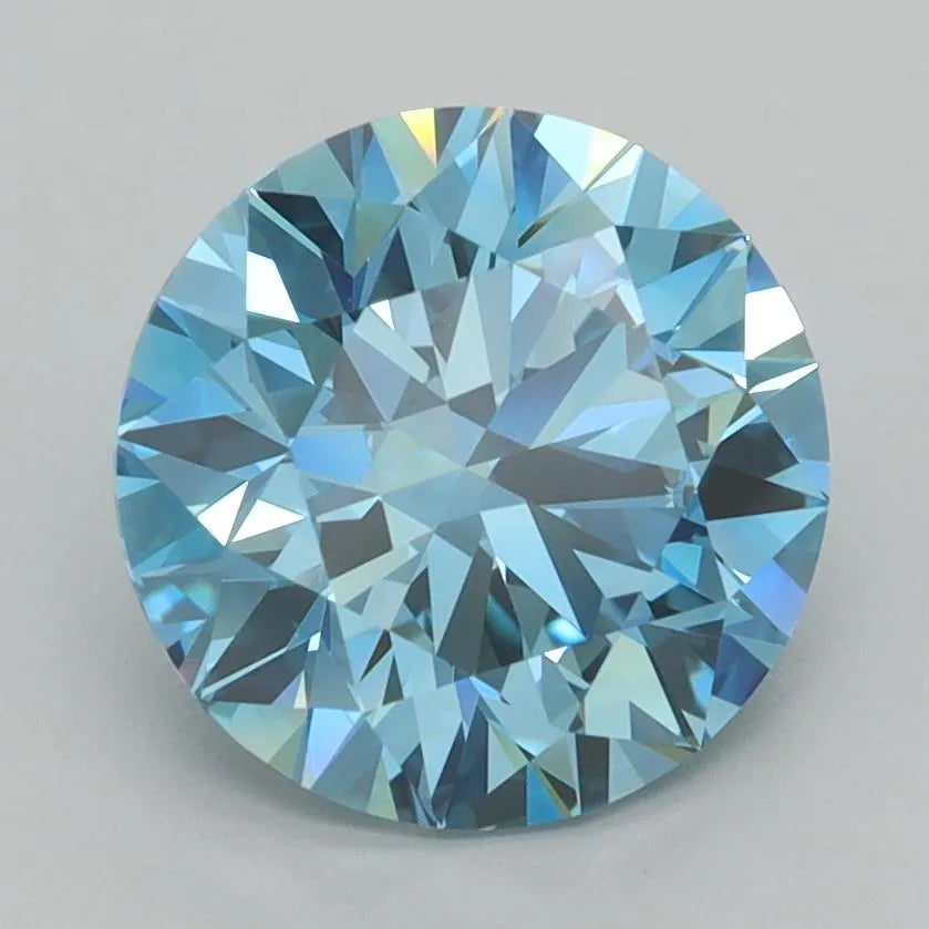 2.53ct Round Lab Grown Diamond (Colour Fancy Vivid Blue, Clarity VVS2, Cut ID, IGI Certified)