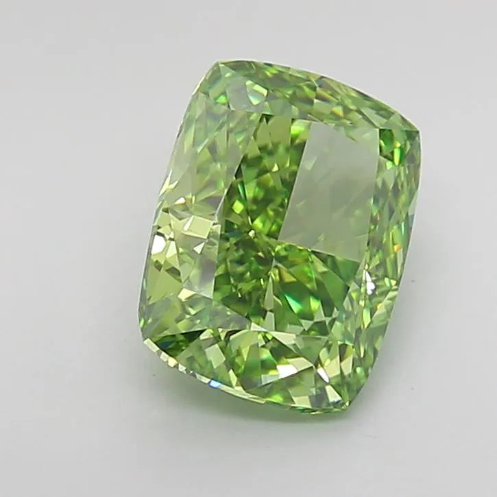 2.54ct Cushion modified Lab Grown Diamond (Colour Fancy Vivid Green, Clarity VVS2, IGI Certified)