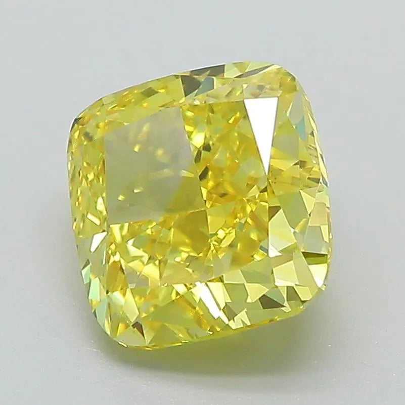 2.54ct Cushion modified Lab Grown Diamond (Colour Fancy Vivid Yellow, Clarity VVS1, Cut GD, IGI Certified)