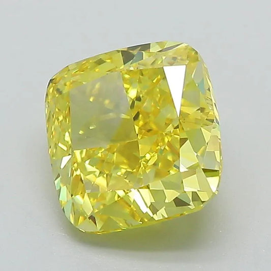2.54ct Cushion modified Lab Grown Diamond (Colour Fancy Vivid Yellow, Clarity VVS1, Cut GD, IGI Certified)