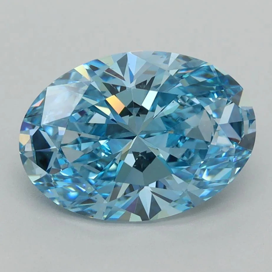 2.54ct Oval Lab Grown Diamond (Colour Fancy Vivid Blue, Clarity VVS1, IGI Certified)