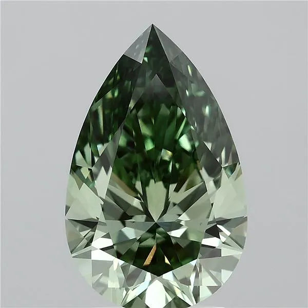 2.55ct Pear Lab Grown Diamond (Colour Fancy Vivid Green, Clarity VVS2, IGI Certified)
