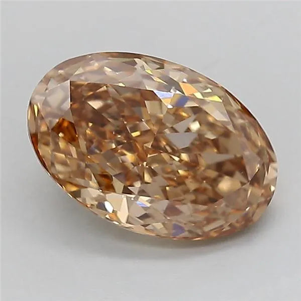 2.56ct Oval Lab Grown Diamond (Colour Fancy Light Brown, Clarity VVS2, IGI Certified)