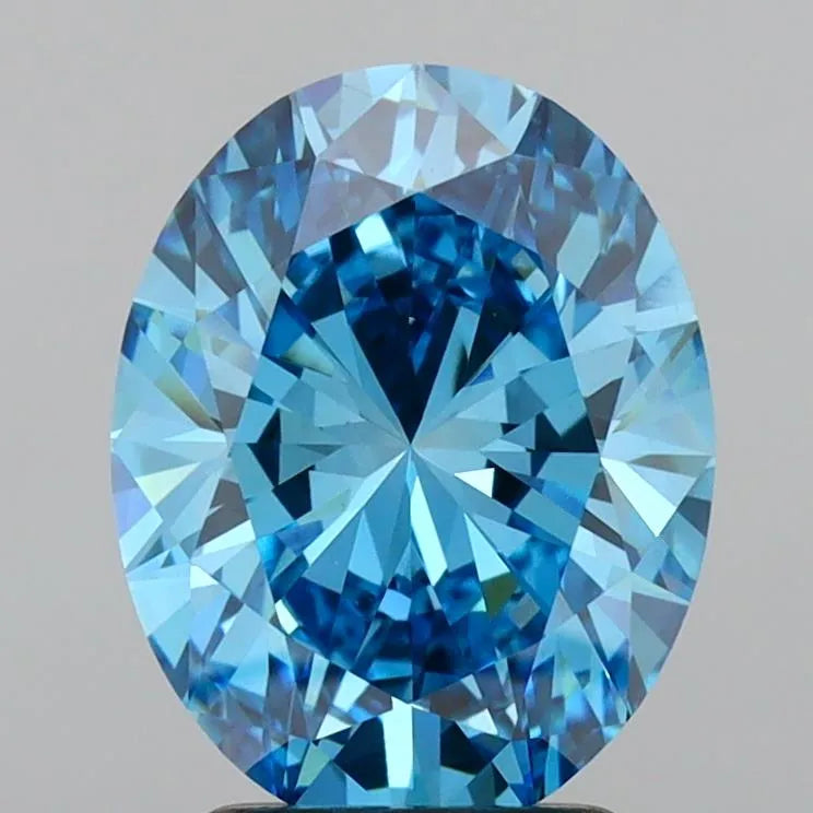 2.56ct Oval Lab Grown Diamond (Colour Fancy Vivid Blue, Clarity VS1, IGI Certified)