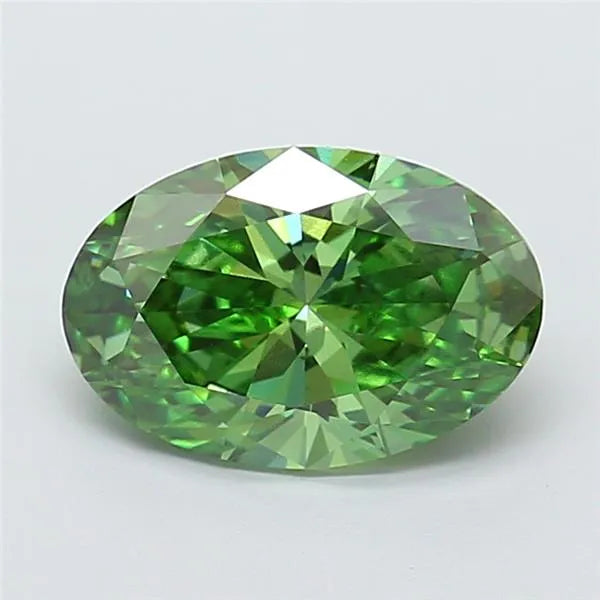 2.56ct Oval Lab Grown Diamond (Colour Fancy Vivid Green, Clarity VVS2, IGI Certified)