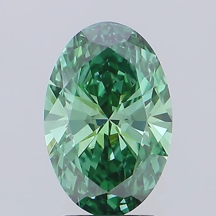 2.56ct Oval Lab Grown Diamond (Colour Fancy Vivid Green, Clarity VVS2, IGI Certified)