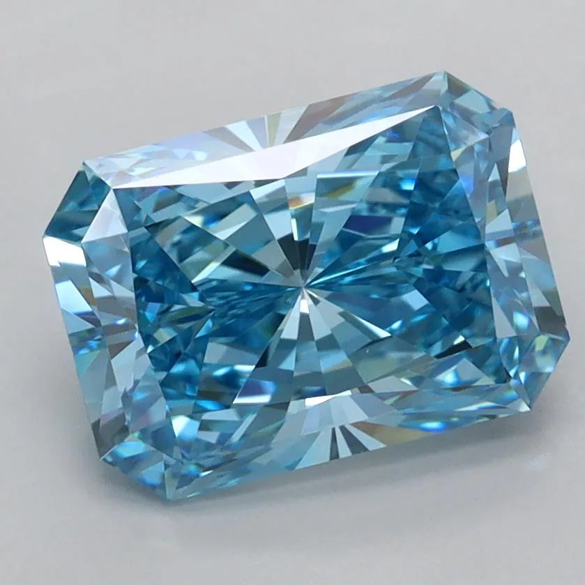 2.56ct Radiant Lab Grown Diamond (Colour Fancy Vivid Blue, Clarity VVS1, IGI Certified)