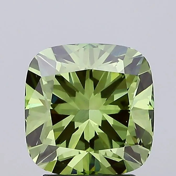 2.57ct Cushion brilliant Lab Grown Diamond (Colour Fancy Vivid Green, Clarity VVS2, IGI Certified)