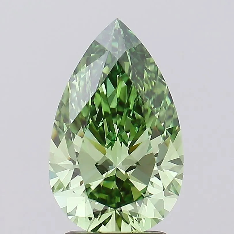 2.57ct Pear Lab Grown Diamond (Colour Fancy Vivid Green, Clarity IF, IGI Certified)