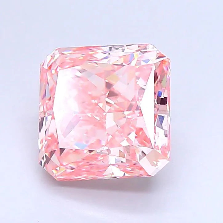 2.57ct Square radiant Lab Grown Diamond (Colour Fancy Vivid Pink, Clarity VS1, IGI Certified)