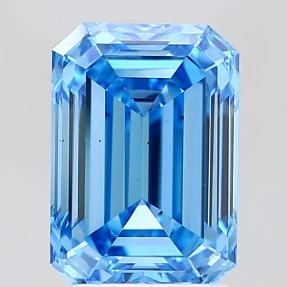 2.58ct Emerald Lab Grown Diamond (Colour Fancy Vivid Blue, Clarity VS2, IGI Certified)