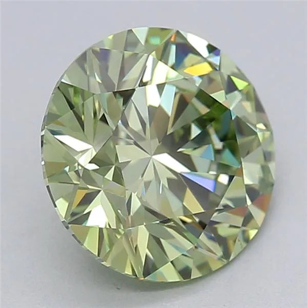 2.58ct Round Lab Grown Diamond (Colour Fancy Vivid Green, Clarity VVS2, Cut ID, IGI Certified)