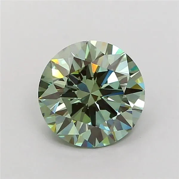 2.59ct Round Lab Grown Diamond (Colour Fancy Vivid Green, Clarity VVS2, Cut ID, IGI Certified)