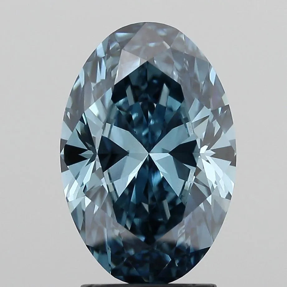 2.60ct Oval Lab Grown Diamond (Colour Fancy Vivid Blue, Clarity VVS2, IGI Certified)