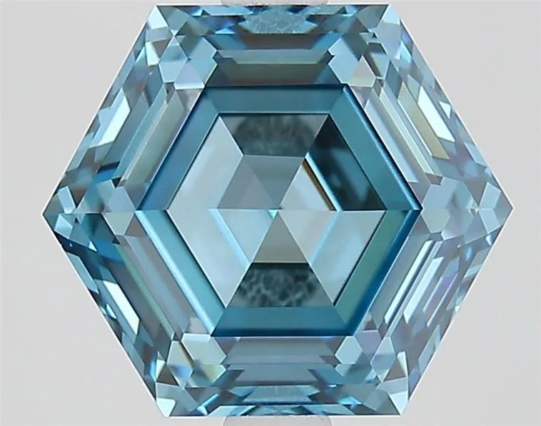 2.63ct Hexagonal Lab Grown Diamond (Colour Fancy Vivid Blue, Clarity VVS2, IGI Certified)