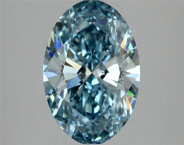 2.65ct Oval Lab Grown Diamond (Colour Fancy Vivid Blue, Clarity VS2, IGI Certified)