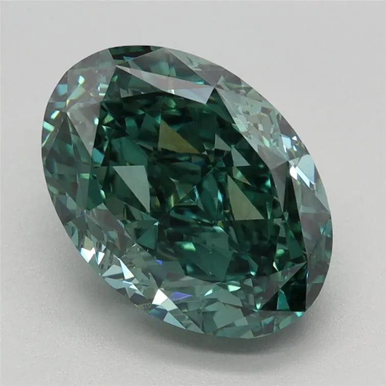 2.66ct Oval Lab Grown Diamond (Colour Fancy Vivid Green, Clarity VS1, IGI Certified)