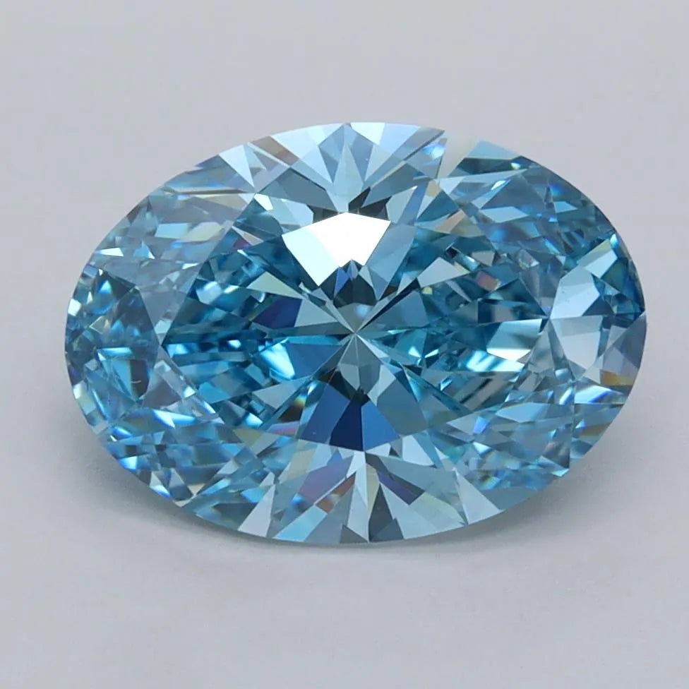 2.70ct Oval Lab Grown Diamond (Colour Fancy Vivid Blue, Clarity VS1, IGI Certified)