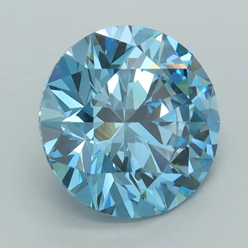 2.70ct Round Lab Grown Diamond (Colour Fancy Vivid Blue, Clarity VVS2, Cut ID, IGI Certified)