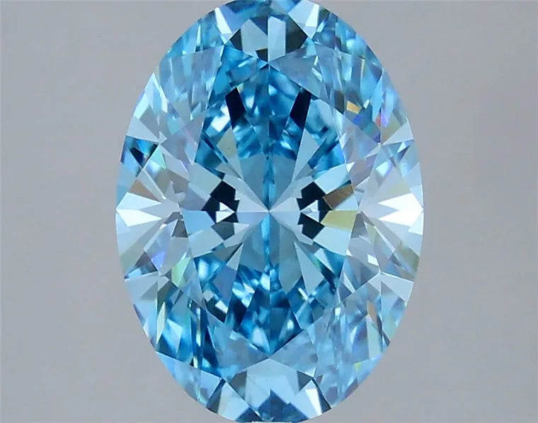 2.71ct Oval Lab Grown Diamond (Colour Fancy Vivid Blue, Clarity VS1, IGI Certified)