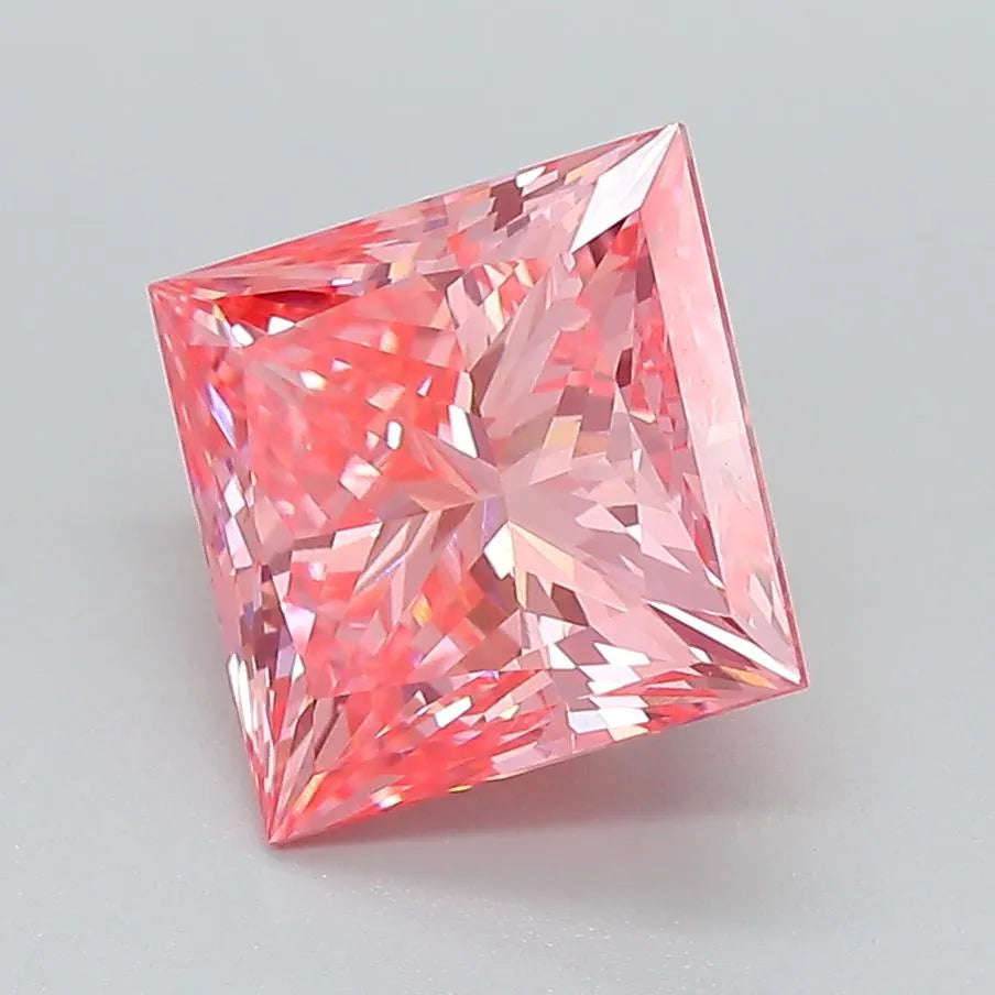 2.72ct Princess Lab Grown Diamond (Colour Fancy Vivid Pink, Clarity VVS2, IGI Certified)