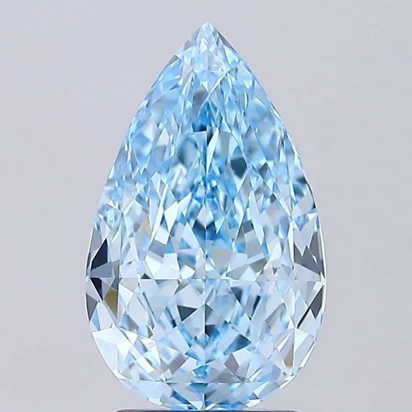 2.77ct Pear Lab Grown Diamond (Colour Fancy Vivid Blue, Clarity VVS2, IGI Certified)