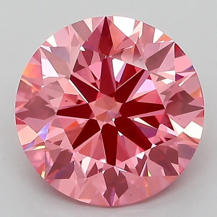 2.79ct Round Lab Grown Diamond (Colour Fancy Vivid Pink, Clarity VS1, Cut ID, IGI Certified)