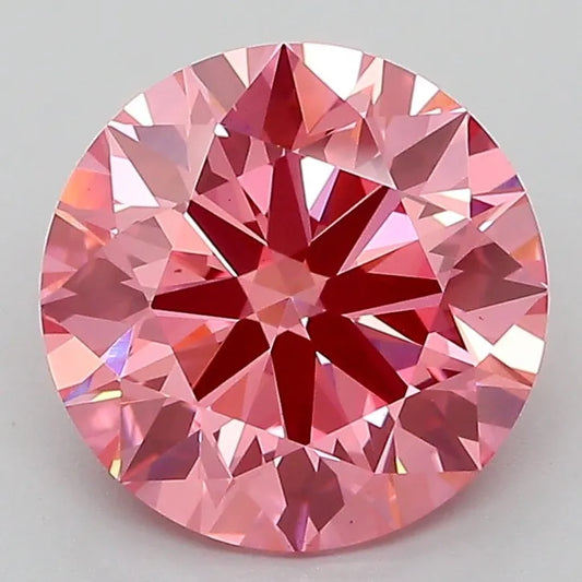 2.79ct Round Lab Grown Diamond (Colour Fancy Vivid Pink, Clarity VS1, Cut ID, IGI Certified)
