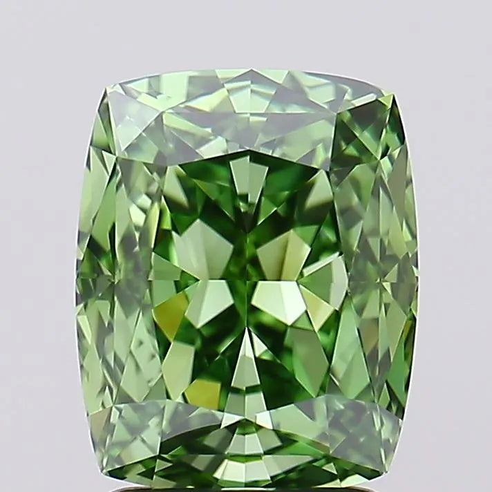 2.81ct Cushion modified Lab Grown Diamond (Colour Fancy Vivid Green, Clarity VVS1, IGI Certified)