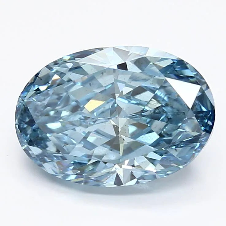 2.85ct Oval Lab Grown Diamond (Colour Fancy Vivid Blue, Clarity SI1, IGI Certified)