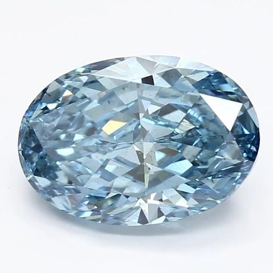 2.85ct Oval Lab Grown Diamond (Colour Fancy Vivid Blue, Clarity SI1, IGI Certified)