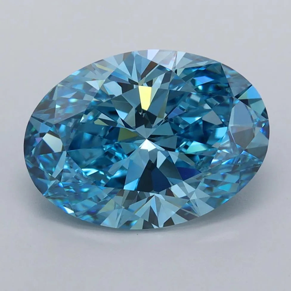 2.87ct Oval Lab Grown Diamond (Colour Fancy Vivid Blue, Clarity VVS1, IGI Certified)