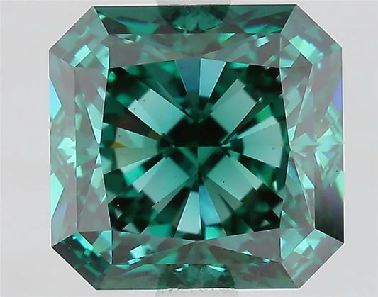 2.87ct Square radiant Lab Grown Diamond (Colour Fancy Vivid Green, Clarity VS2, IGI Certified)
