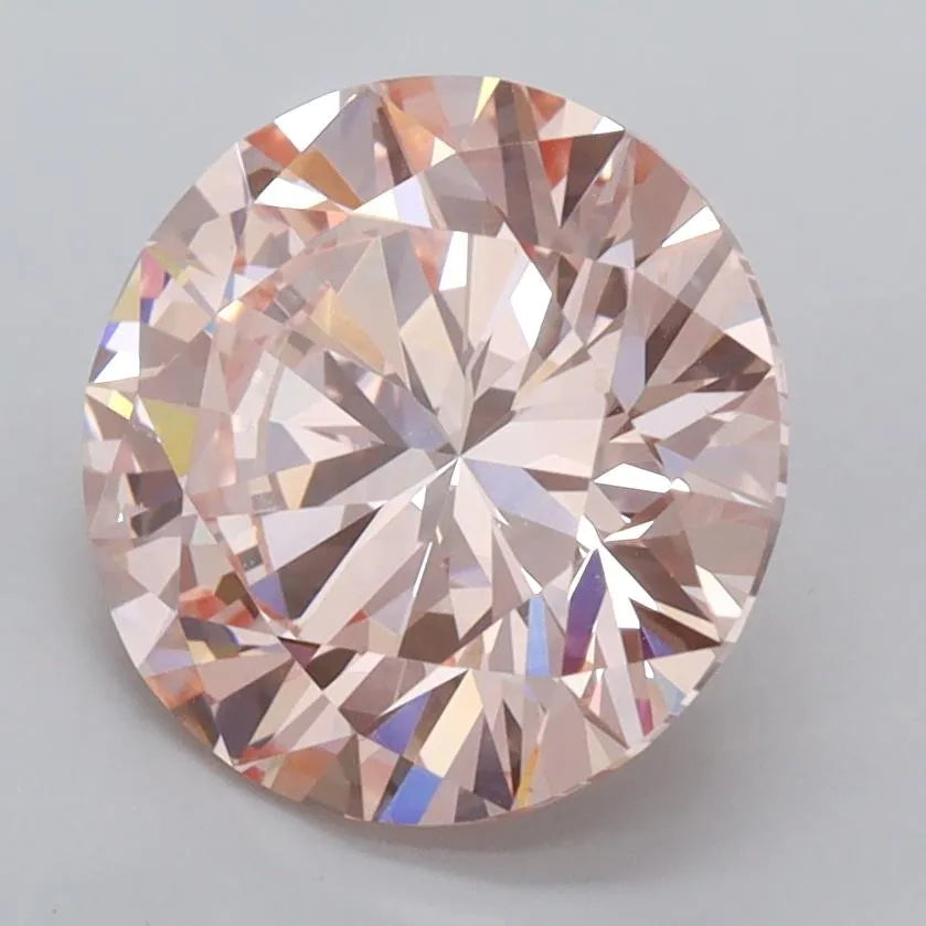 2.90ct Round Lab Grown Diamond (Colour Fancy Vivid Pink, Clarity VVS2, Cut EX, IGI Certified)