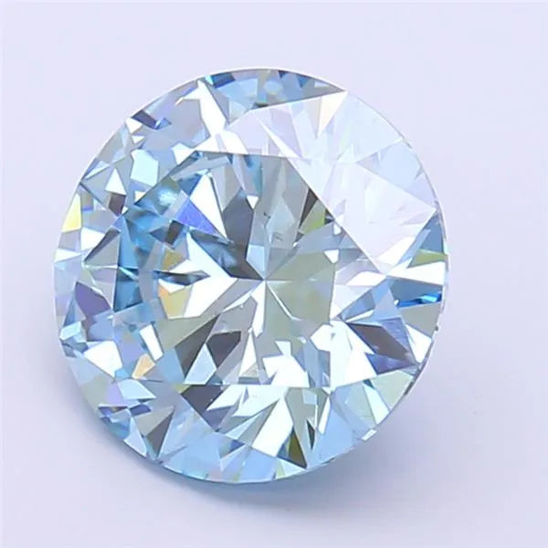 2.91ct Round Lab Grown Diamond (Colour Fancy Vivid Blue, Clarity VS2, Cut ID, IGI Certified)