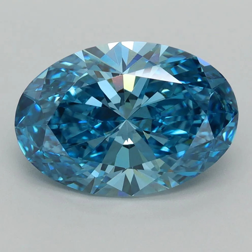 2.93ct Oval Lab Grown Diamond (Colour Fancy Vivid Blue, Clarity VVS2, IGI Certified)