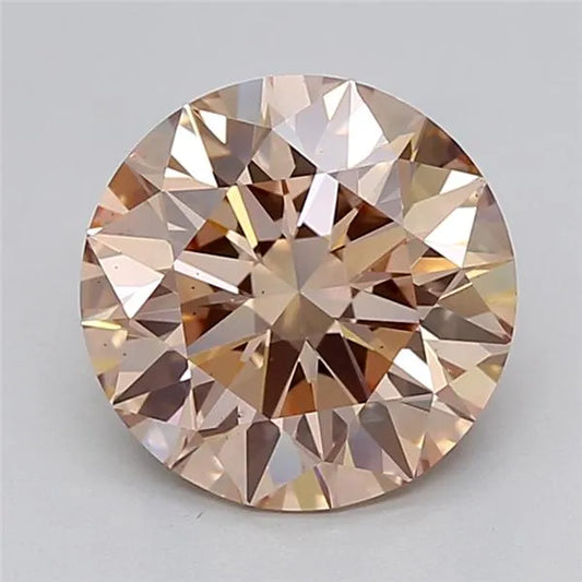 2.94ct Round Lab Grown Diamond (Colour Fancy Pinkish Brown, Clarity VS1, Cut ID, IGI Certified)
