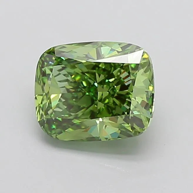2.95ct Cushion modified Lab Grown Diamond (Colour Fancy Vivid Green, Clarity VVS2, IGI Certified)
