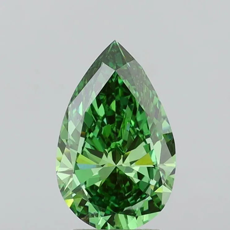 2.95ct Pear Lab Grown Diamond (Colour Fancy Vivid Green, Clarity VVS2, IGI Certified)