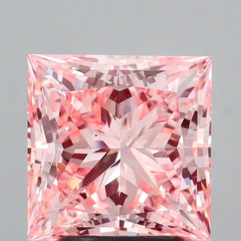 2.95ct Princess Lab Grown Diamond (Colour Fancy Vivid Pink, Clarity VS1, IGI Certified)