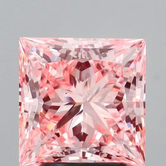 2.95ct Princess Lab Grown Diamond (Colour Fancy Vivid Pink, Clarity VS1, IGI Certified)