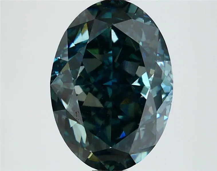 2.96ct Oval Lab Grown Diamond (Colour Fancy Deep Green Blue, Clarity VVS2, IGI Certified)